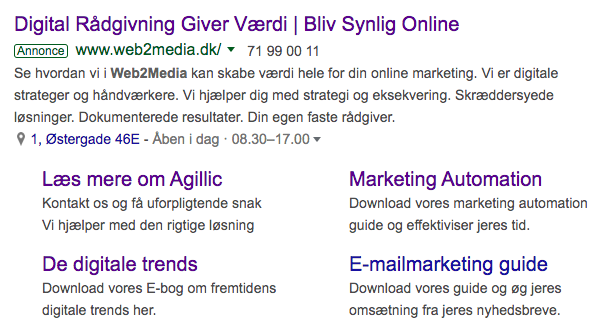 Søgeordsannonce på Google